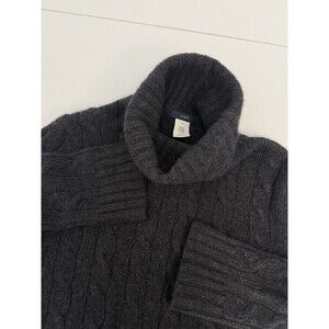 J Crew Sweater Womens Medium Gray Wool Angora Cashmere Cable Knit Turtleneck